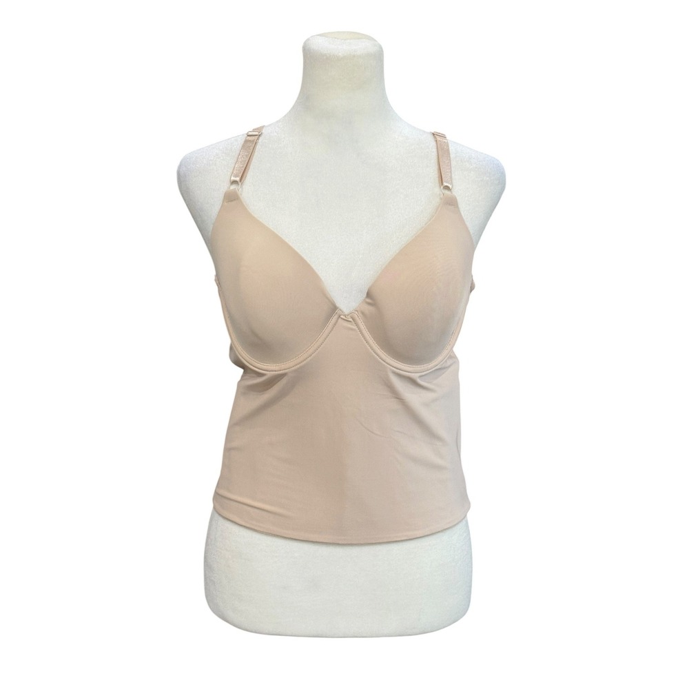 Victoria's Secret PINK Beige Longline Underwire Molded Cup Bra 36C Nude‎ Bustier